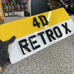 4D Retro X Bevelled Number Plates