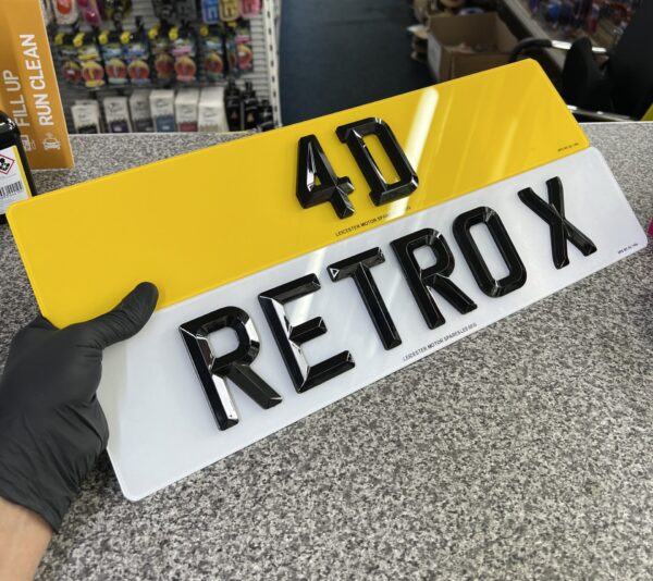 4D Retro X Bevelled Number Plates
