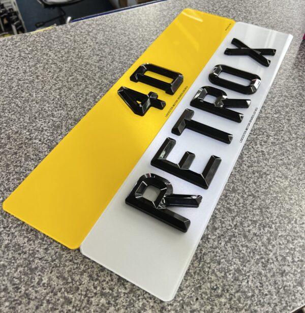 4D Retro X Bevelled Number Plates - Image 2